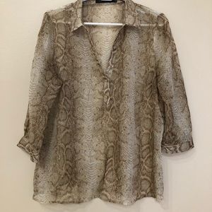 Shear snake print blouse gold from the Limited.